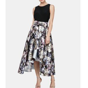 SLNY 10 Purple Blue Floral Lined Dress Defect D67